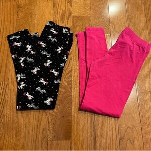 Members Mark Girls Favorite Legging pants size 7/8 - 2 set bundle - unicorn pink